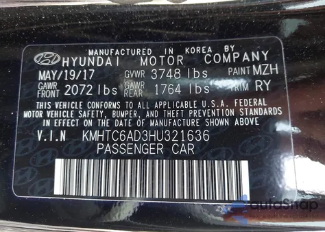 2017 Hyundai Veloster Value Edition from USA, damaged, VIN KMHTC6AD3HU321636